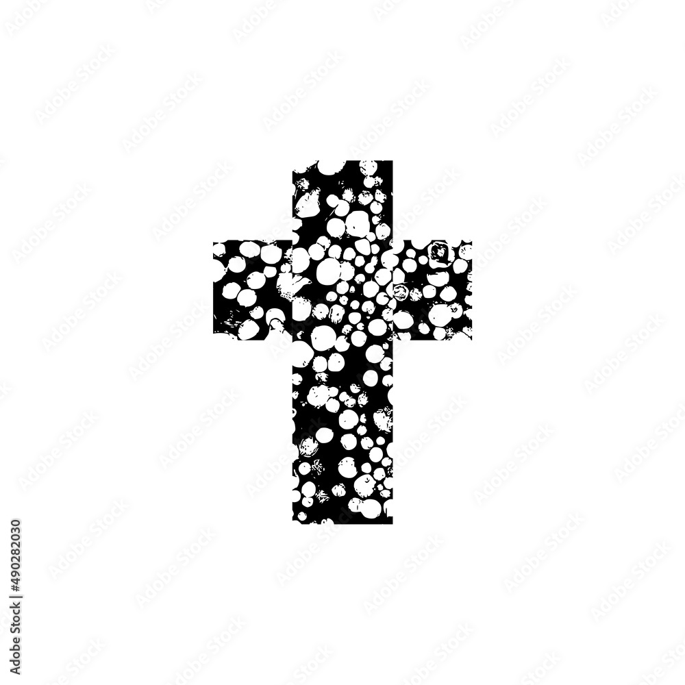 Obraz premium Wooden christian cross icon isolated on white background