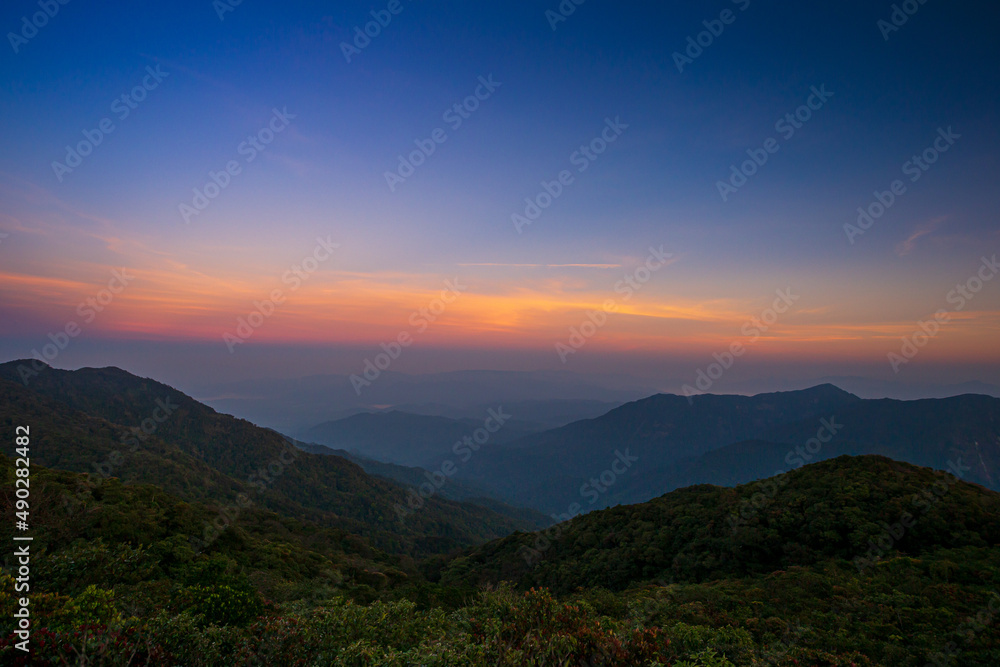 Top view of the evening of Khao Luang National Park, Nakhon Si Thammarat, Thailand 
