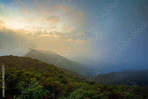 Top view of the evening of Khao Luang National Park, Nakhon Si Thammarat, Thailand 