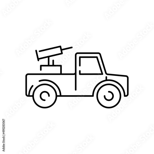 War military transport outline vector icon. Thin line black military transport icon, flat vector simple element illustration from editable army concept isolated on white background