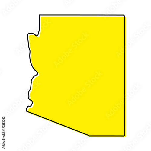 Simple outline map of Arizona is a state of United States. Stylized line design