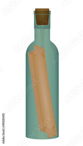 Message in glass bottle. vector