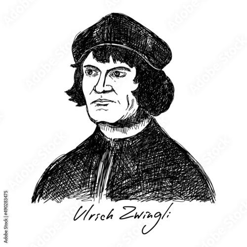 Ulrich Zwingli (1484-1531) was a leader of the Reformation in Switzerland. Christian figure. photo