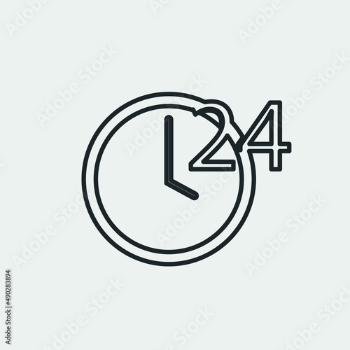 24 hour service vector icon illustration sign