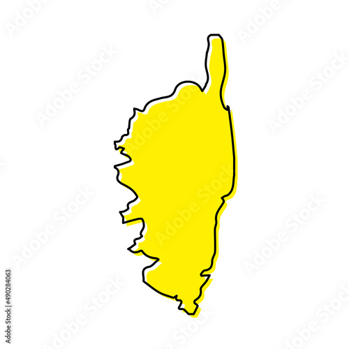 Simple outline map of Corsica is a region of France photo