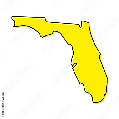 Simple outline map of Florida is a state of United States. Stylized line design