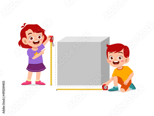 kids measure width and height from geometric shape