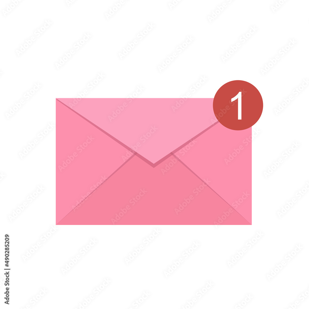 Flat syle of pink e-mail with notification, vector illustration. Flat syle of pink e-mail with notification, vector illustration.