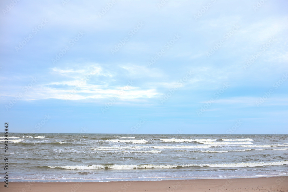 Seaside view with baltic sea near shoreline.