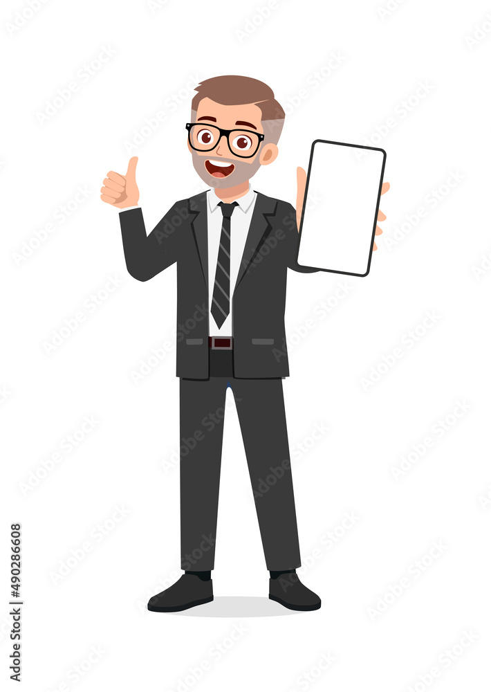 young man show phone screen with thumb up gesture young man show phone screen with thumb up gesture