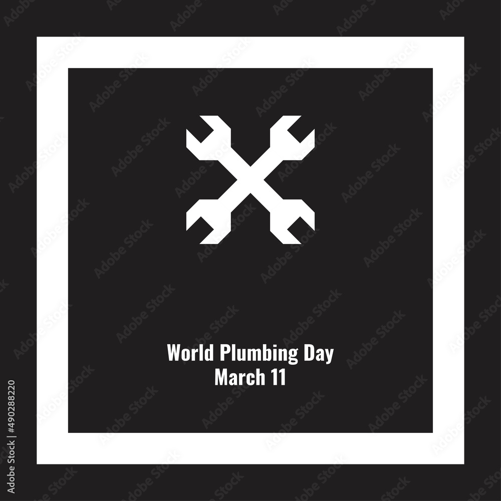 Obraz premium Vector of two crossed keys, World Plumbing Day Design Concept, suitable for social media post templates, posters, greeting cards, banners, backgrounds, brochures. Vector Illustration