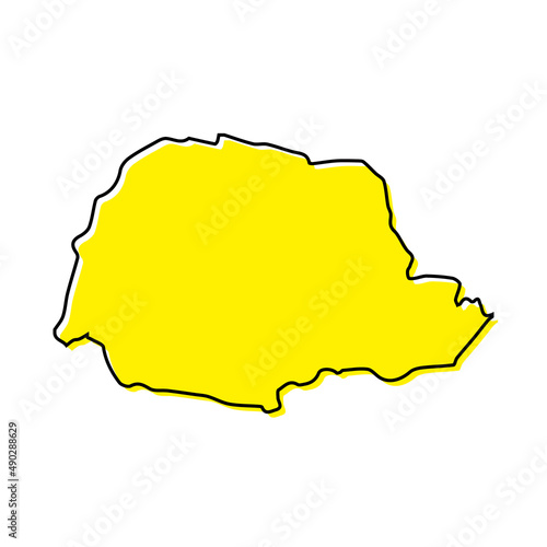Simple outline map of Parana is a state of Brazil. Stylized line design