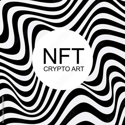 nft cryptoart background on black and white stripes