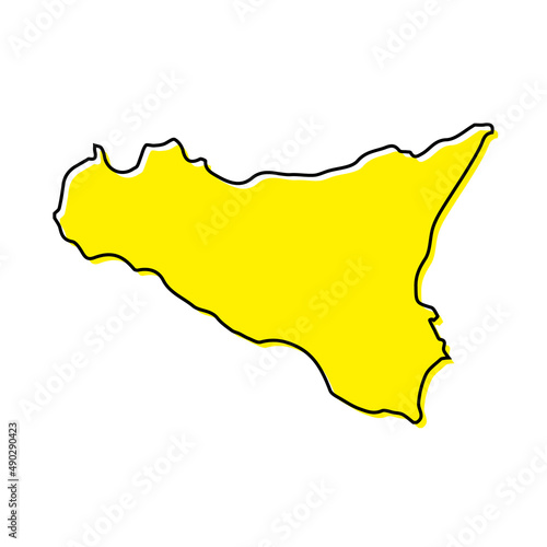 Simple outline map of Sicily is a region of Italy