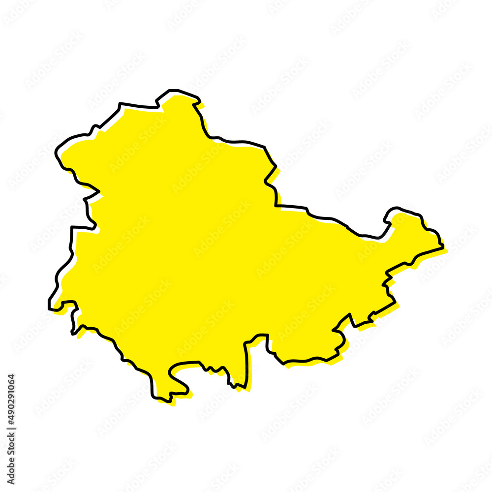 Simple outline map of Thuringia is a state of Germany.