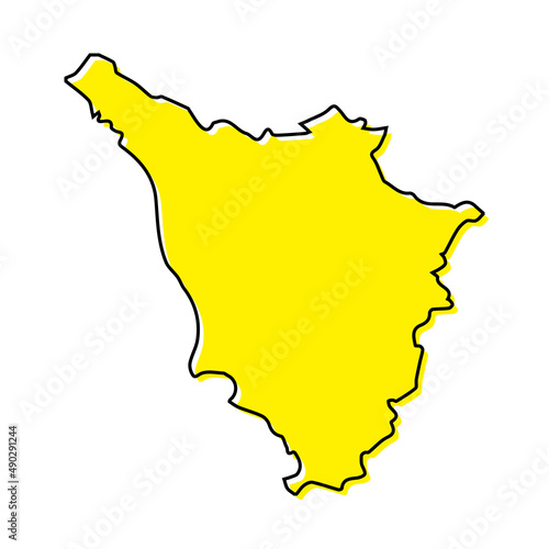 Simple outline map of Tuscany is a region of Italy