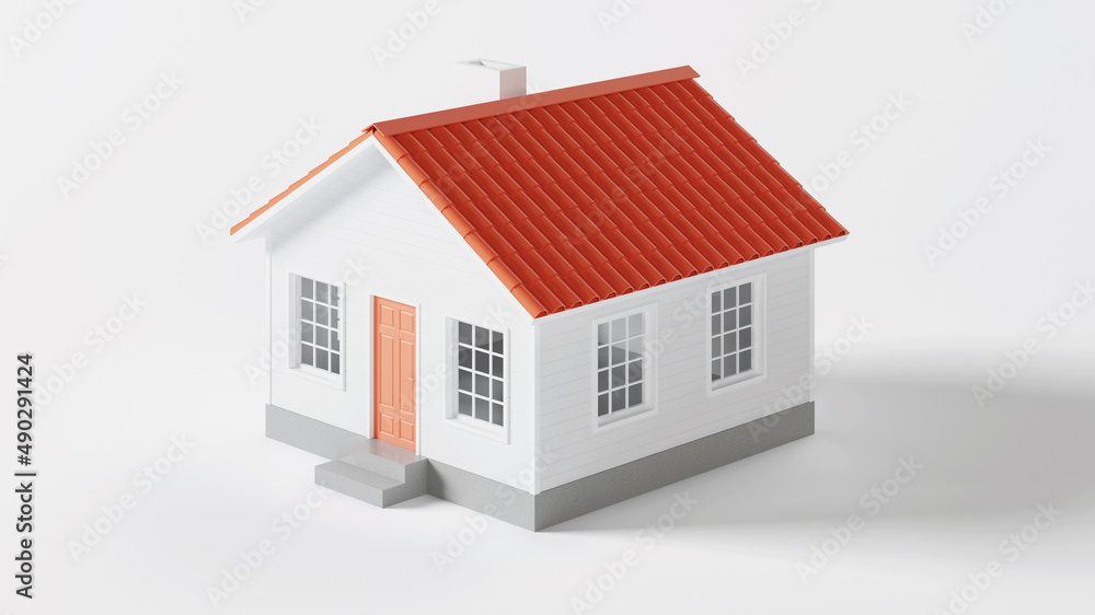 House on a white background. 3D rendering. House on a white background. 3D rendering.
