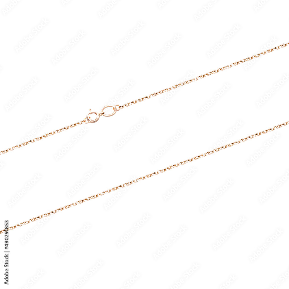 Silver gold pendant fragment necklace link chain on white backround isolated Silver gold pendant fragment necklace link chain on white backround isolated