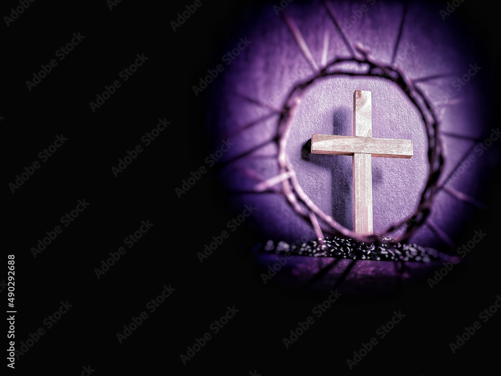 Lent Season,Holy Week and Good Friday concepts - image of cross shaped in purple vintage background. Stock photo.
Lent Season,Holy Week and Good Friday concepts - image of cross shaped in purple vintage background. Stock photo.