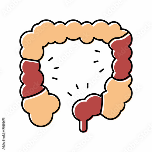 colitis disease color icon vector illustration