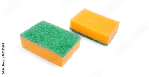 Kitchen sponge isolated on a white background, clipping path