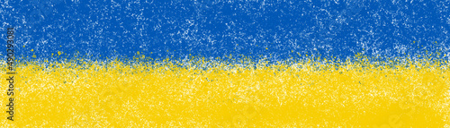 long banner ukrainian flag. graffiti background flag of ukraine photo