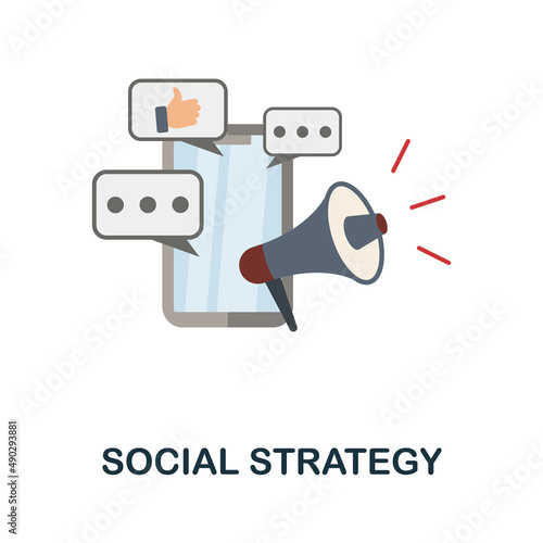 Social Strategy flat icon. Colored element sign from market integration collection. Flat Social Strategy icon sign for web design, infographics and more.