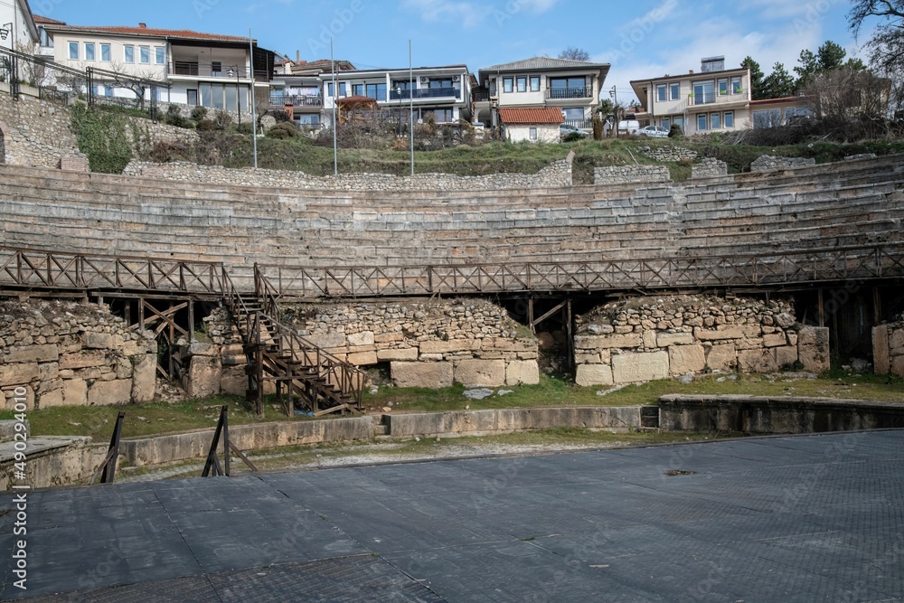 classical greek theater ruin in the Macedonian city of Ohrid