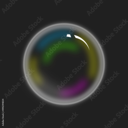 Iridescent soap bubble on a dark background