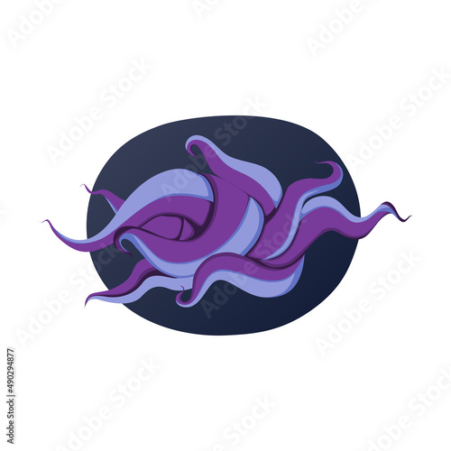 Tentacles escaping from the dark depths of water