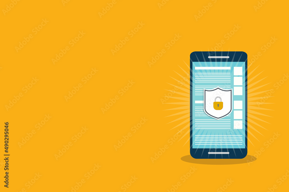 Internet Network Security. Safe browsing on mobile phone. Vector illustration. Internet Network Security. Safe browsing on mobile phone. Vector illustration.