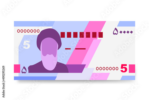 Iranian Rial Vector Illustration. Iran, Afghanistan, Hajj, Syria money set bundle banknotes. Paper money 50000 IRR. Flat style. Isolated on white background.