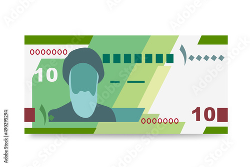 Iranian Rial Vector Illustration. Iran, Afghanistan, Hajj, Syria money set bundle banknotes. Paper money 100000 IRR. Flat style. Isolated on white background.