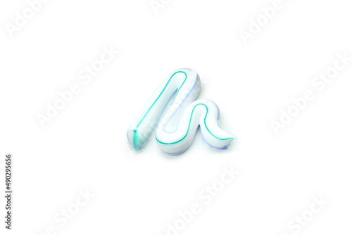 Toothpaste isolated on white background, close up