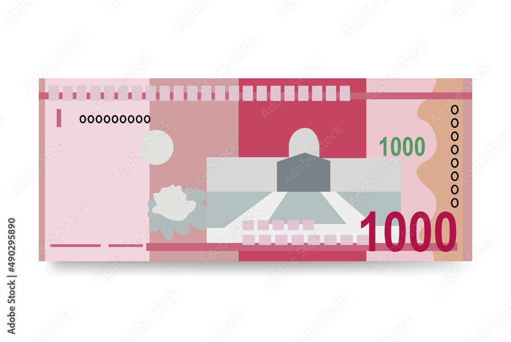 Dominican Peso Vector Illustration. Dominican Republic money set bundle banknotes. Paper money 1000 DOP. Flat style. Isolated on white background. Simple minimal design. - obrazy, fototapety, plakaty 