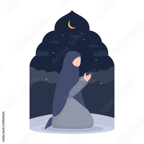 Muslim woman praying illustration