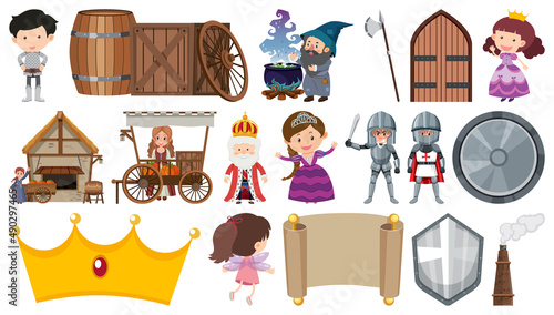 Set of fantasy cartoon characters