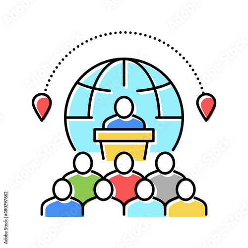 congress tourism color icon vector illustration