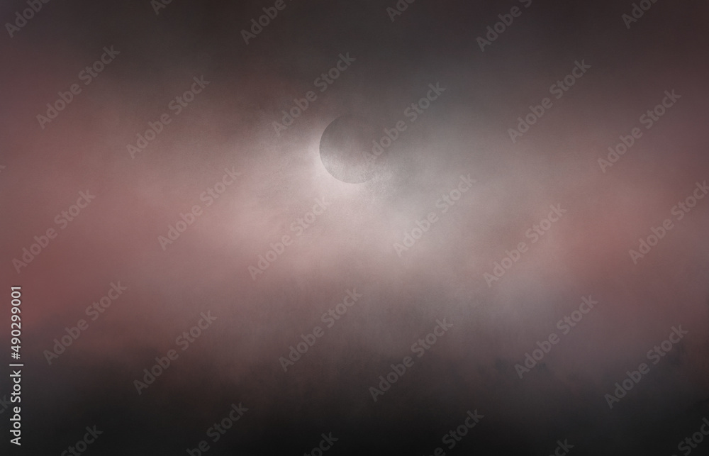 Eclipse. Abstract fantasy landscape. Versatile artistic image for creative design projects: posters, banners, cards, books, magazines, prints, wallpapers. Ink on paper. Eclipse. Abstract fantasy landscape. Versatile artistic image for creative design projects: posters, banners, cards, books, magazines, prints, wallpapers. Ink on paper.