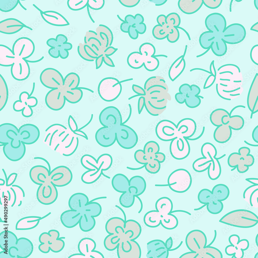 seamless background with clover and other grass. vector pattern