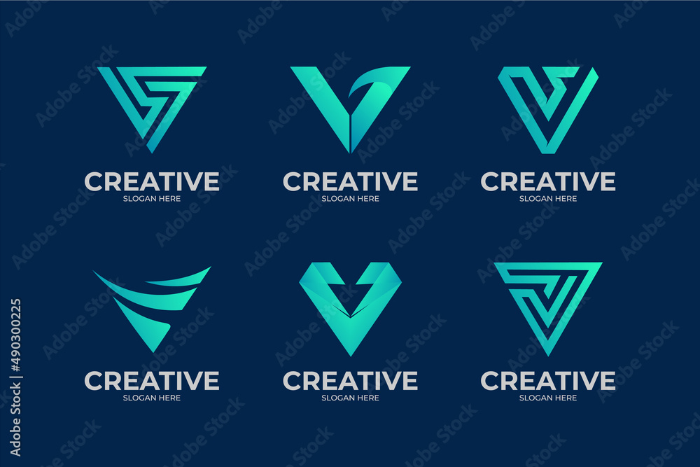 set logo letter V for company and agency set logo letter V for company and agency