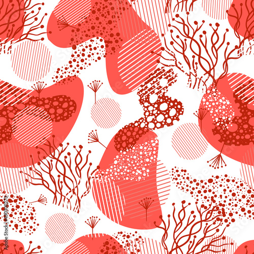 Romantic Red floral wedding valentine cute seamless vector pattern design. Abstract Red seamless background with floral elements.