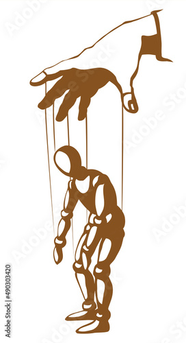 Man is a puppet. Vector drawing