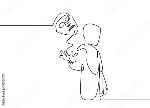 The hooded person who hides himself with fake masks is an illegal person.