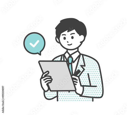 チェックをしているビジネスパーソンのイラスト素材