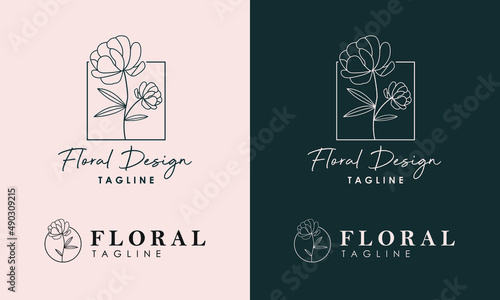 Hand drawn Floral Design Logo Vector