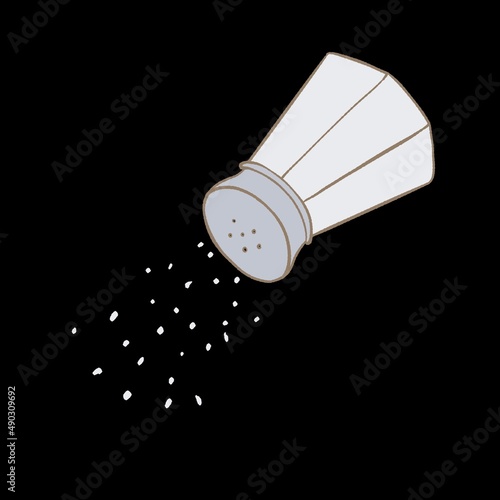 Contour simple doodle illustration, salt shaker with salt