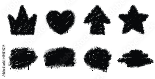 Set of spray paint graffiti  elements and lines drawing by airbrush