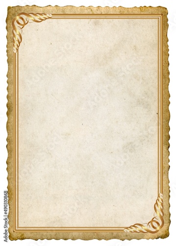 old paper with golden frame