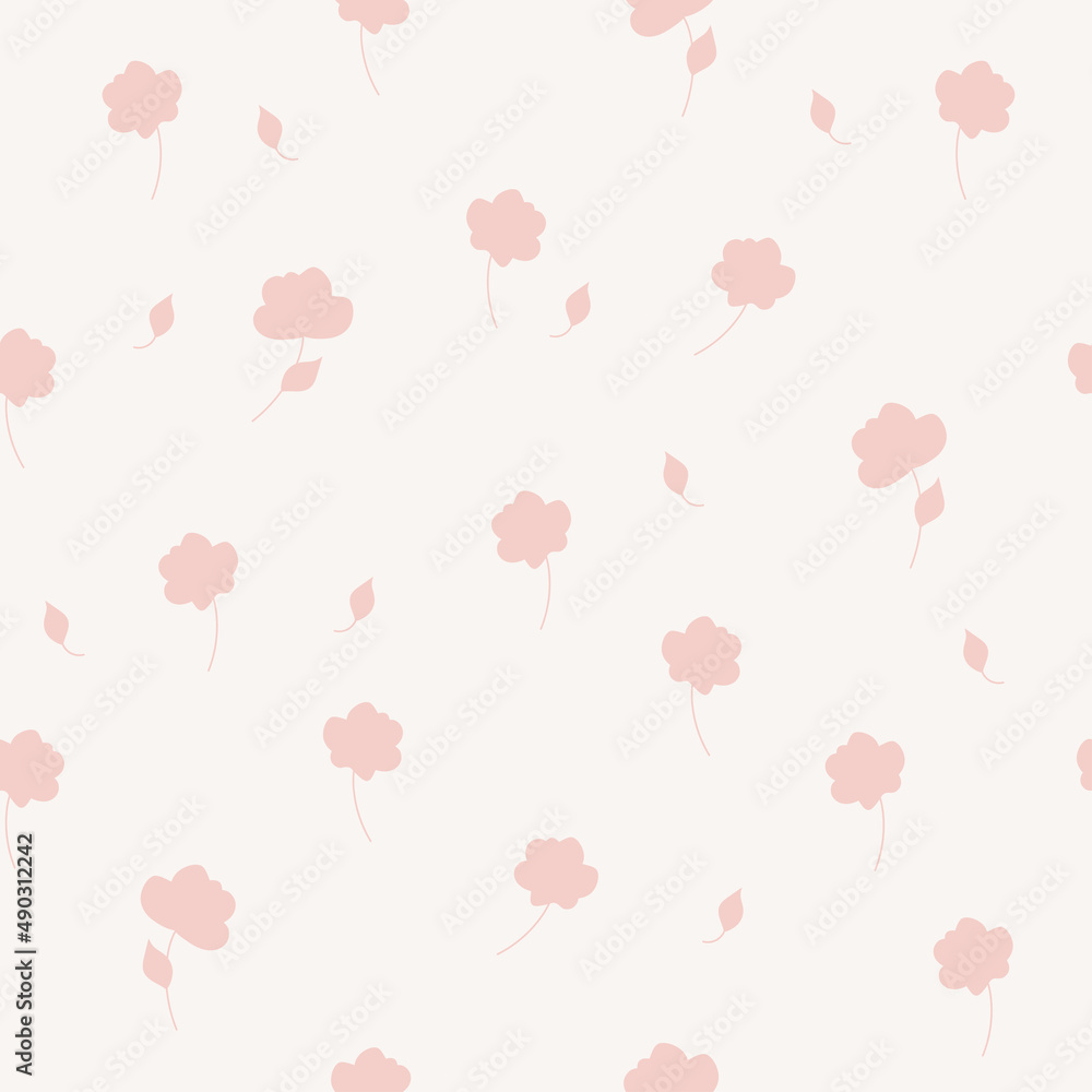 Simple seamless pattern with tenderness soft  flowers. Floral cute background for textile, fabric manufacturing, wallpaper, covers, surface, print, gift wrap, scrapbooking.